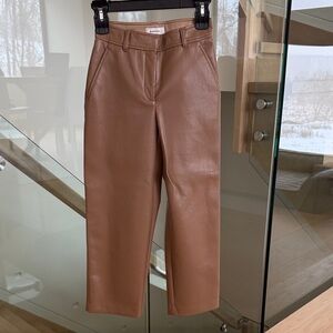 Babaton Tan Leather Ankle Pants